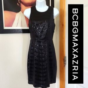 BCBGMaxAzaria Nera Dress, Women's Size 2, Black Sequins
